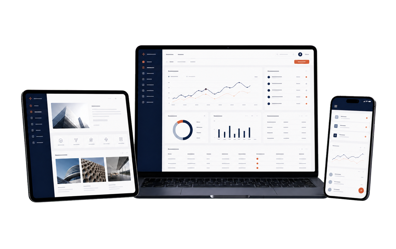 JellyStorm software dashboard, website and mobile app shown across a laptop, tablet and phone